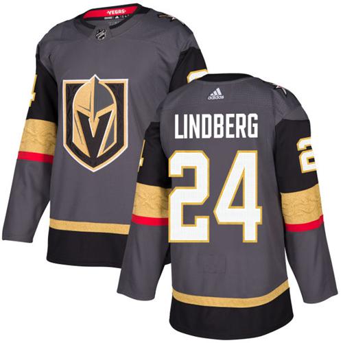 Adidas Vegas Golden Knights #24 Oscar Lindberg Grey Home Authentic Stitched Youth NHL Jersey->youth nhl jersey->Youth Jersey